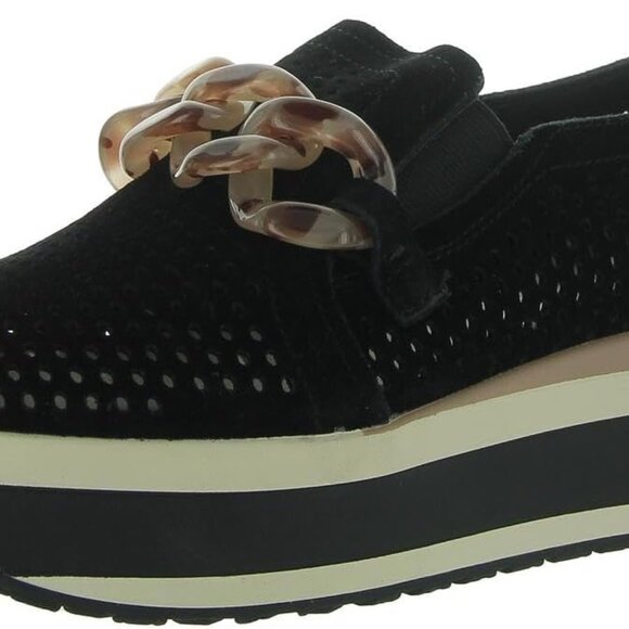 Women's Suede Platform Sneaker Slip-On Onyx Size 9.5 Comfort Fashion - Picture 1 of 3